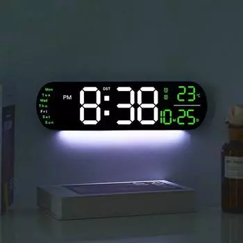 Светодиодные цифровые настенные часы с дистанционным управлением, подсветкой, временем, датой, температурой, будильниками для домашнего декора гостиной