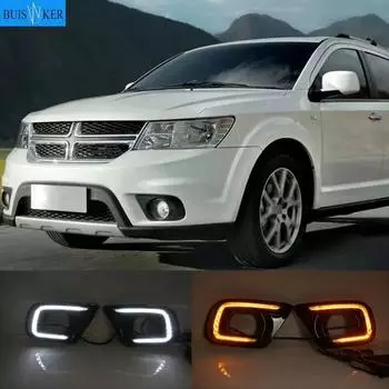 Светодиодные дневные ходовые огни для Dodge Journey Fiat Freemont 2014 2015 2016 желтое реле указателей поворота DRL украшение противотуманных фар white and Yellow