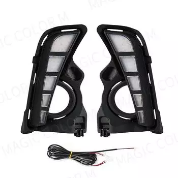 Светодиодные дневные ходовые огни для Toyota Highlander 2017 2018 2019 DRL передний бампер дневные огни поворотник противотуманные фары белый желтый 12 В