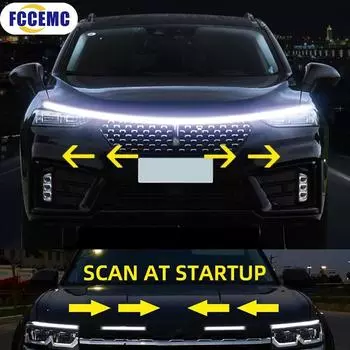 Светодиодные дневные ходовые огни, сканирующие стартовые огни капота автомобиля, декоративные огни DRL, направляющие для капота автомобиля, декоративные лампы 12 В 150cm синий