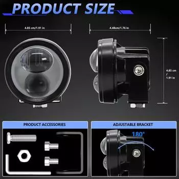 Светодиодные фары дальнего света 60 Вт 6000 лм противотуманные фары для мотоцикла водонепроницаемые круглые светодиодные точечные фары для грузовика ATV UTV SUV Boat 2 Pack