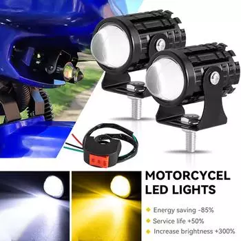 Светодиодные фары для мотоциклов Противотуманные фары дальнего и ближнего света Лазерная линза Светодиодные фары для мотоциклов Фары дальнего света Вспомогательное освещение для скутеров