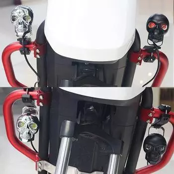 Светодиодные фары для мотоциклов, рабочие фары для автомобилей, креативный череп, прожекторы для внедорожных трехколесных велосипедов, фары для электромобилей серебряный