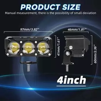Светодиодные фары для мотоциклов, суперяркие фары с тремя линзами, двухцветные фары типа «рыбий глаз», водонепроницаемые, противоударные, новые