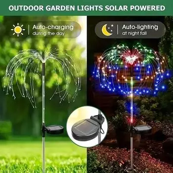 Светодиодные фейерверки на солнечной энергии, садовые украшения, гирлянды, водонепроницаемые уличные лампы для газона с одуванчиками, для декора сада на террасе