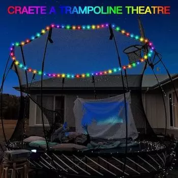 Светодиодные фонари для батута, водонепроницаемая лента с дистанционным управлением, 16 цветов, ночные игровые веревочные фонари для батутного обода 8/10/12 футов Sets
