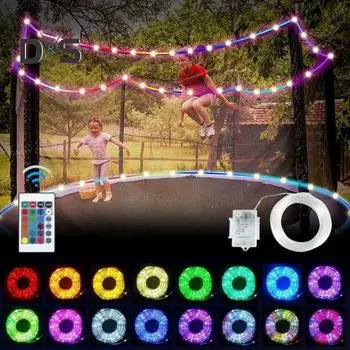 Светодиодные фонари для батута, водонепроницаемая лента с дистанционным управлением, 16 цветов, ночные игровые веревочные фонари для батутного обода 8/10/12 футов Sets