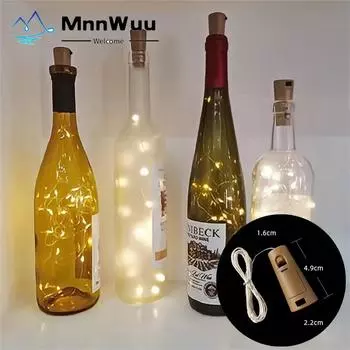 Светодиодные фонари для бутылок вина с пробкой, пробковые фонари 1/2/3 м, сказочные мини-гирлянды для бутылок с ликером, поделки, вечерние, свадебные украшения 1m синий