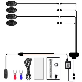 Светодиодные фонари RGB Rock Lights 4/6/8 в 1 для шасси автомобиля Jeep Off-Road Truck Boat Music Sync Bluetooth APP Control Undergolw