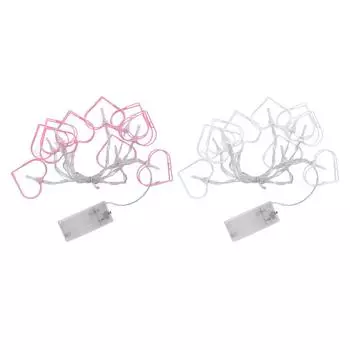 Светодиодные гирлянды 10 лампочек Железные художественные гирлянды в форме сердца для уличной палатки Хэллоуин Рождество Pink Heart