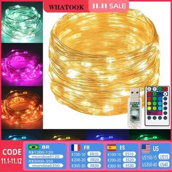 Светодиодные гирлянды 39 футов 120 светодиодов гирлянды из медной проволоки наружная гирлянда с дистанционным управлением водонепроницаемое рождественское украшение праздничное освещение 39Ft 120 LEDS