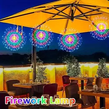 Светодиодные гирлянды для фейерверков с питанием от USB, подвесные украшения с регулируемой яркостью, с 8 режимами освещения, подходят для свадеб, Рождества 4 Pieces - 360LED теплый белый