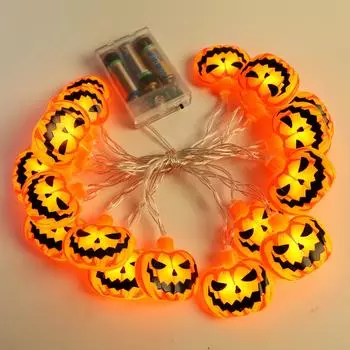 Светодиодные гирлянды для тыкв на Хэллоуин, украшения для вечеринок, ночник на батарейках с медной проволокой, украшение для патио 682 1.5m 10balls USB светло-желтого