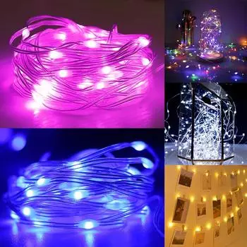 Светодиодные гирлянды Fairy Micro Starry Водонепроницаемые серебряные светильники для внутреннего украшения 3.3ft/1m 10LEDs розовый