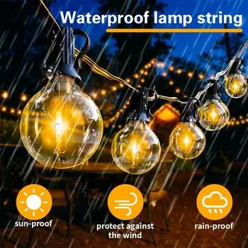Светодиодные гирлянды G40 для уличной террасы, гирлянды, водонепроницаемые, садовые, свадебные, рождественские, дворовые, подвесные светильники теплый белый