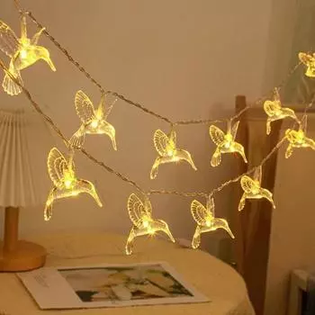 Светодиодные гирлянды Hummingbird Mini Vintage Christmas Halloween Wedding Party Decorative Battery String Lights Patio Garden Home Clear&1.5m