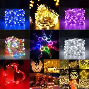 Светодиодные гирлянды из медной проволоки, 3 м, праздничная уличная лампа, гирлянда для рождественской елки, украшения для свадебной вечеринки