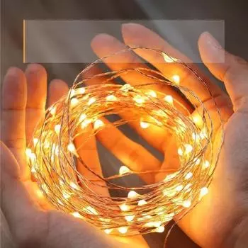 Светодиодные гирлянды из медной проволоки, гирлянды на открытом воздухе, водонепроницаемые, USB, лампа для рождественской свадьбы, вечеринки, спальни, украшения 1M 10 LEDs белый