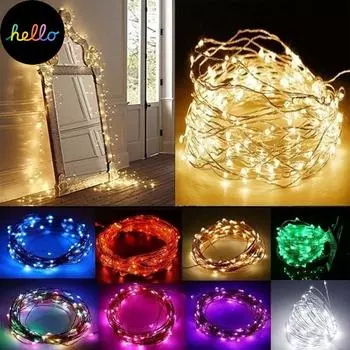 Светодиодные гирлянды на батарейках для рождественской елки, гирлянды, для вечеринок, свадебных украшений 2M 20LED красный