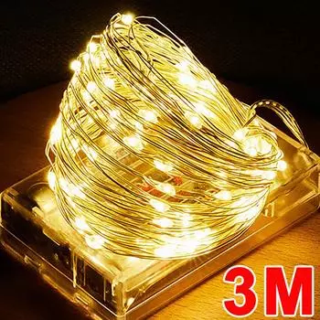 Светодиодные гирлянды на батарейках, гирлянда из медной проволоки, водонепроницаемая, своими руками, рождественская гирлянда, декор для свадебной вечеринки, освещение 1 String