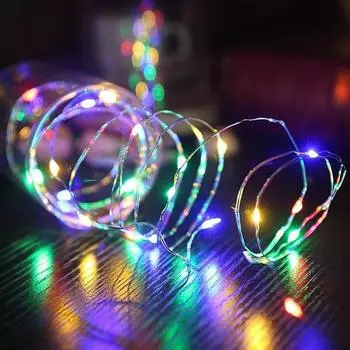 Светодиодные гирлянды USB Fairy Медная проволока Световая гирлянда Рождественские украшения Новогодняя вечеринка Свадебная вечеринка Уличная рождественская елка Декор 1M 10 LEDs разноцветный
