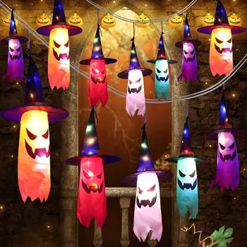 Светодиодные гирлянды «Ведьма-призрак» Гирлянды «Призрак на Хэллоуин» Подвесная лампа ужасов 1PCS белый