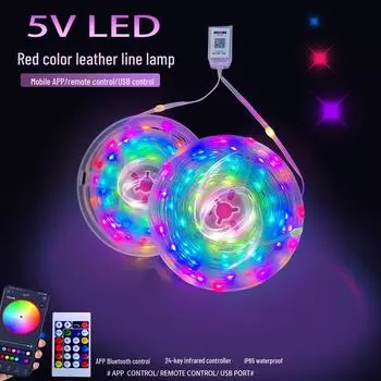 Светодиодные гирлянды Волшебный цвет : Низкое напряжение 5 В, водонепроницаемый, с Bluetooth-приложением и голосовым управлением, рождественская и декоративная подсветка. 5m blister set