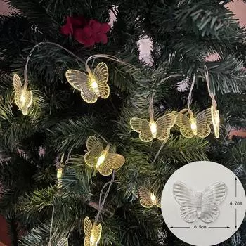 Светодиодные гирлянды в виде бабочек, комнатные гирлянды, рождественские украшения, фестивали, праздничные украшения, свадьбы, вечеринки, украшения для помещений 805 1.5m10 ball battery белый