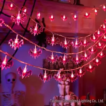 Светодиодные гирлянды в виде тыквы, привидения, летучей мыши и глаза на Хэллоуин для атмосферного украшения 1.5m 10 LEDs - Battery, Steady-on