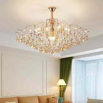 Светодиодные хрустальные люстры Nordic с золотым покрытием Luxury Lighting для столовой, гостиной, спальни, потолочный светильник, подвесной светильник для помещений, люстра 3 color dimming