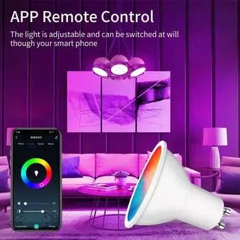 Светодиодные лампочки Wi-Fi Smart E27 E14 GU10 RGB Лампа Alexa Google SmartThings 110-220 В Голосовое управление Прожектор Свеча Ампулы 5w
