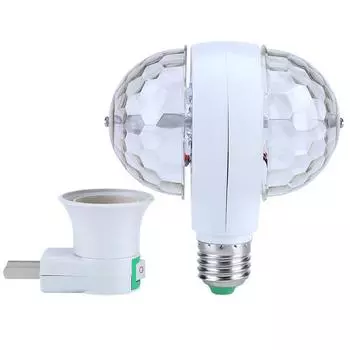 Светодиодные лампы для дискотек E27 RGB, шаровая лампочка 2?Вращающаяся голова лампы с эффектом вечеринки