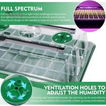 Светодиодные лампы для растений, полноспектральные лампы для выращивания растений с таймером, простые в использовании, для внутренней мини-теплицы, поддоны для проращивания растений, набор ламп для выращивания растений A чёрный