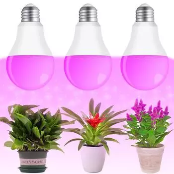 Светодиодные лампы для выращивания растений E27 B22, полный спектр, лампа для выращивания растений, внутреннее освещение, эквивалент 50 Вт, фитолампа для гидропонных цветов 1 pc