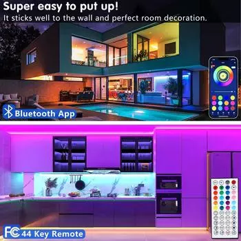Светодиодные лампы RGB для комнаты с управлением через приложение, светодиодная лента DC24V, гибкая лента, диод с пультом дистанционного управления для домашнего освещения спальни EU adapter&3m синий