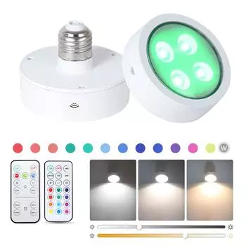 Светодиодные лампы RGB с регулируемой яркостью, ночник, лампочка на батарейках, лампа с дистанционным управлением 1PCS 3 Color Temperature-A разноцветный