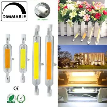 Светодиодные лампы с регулируемой яркостью R7s J78 J118 25W 15W 12W 7W COB Прожекторы Керамика Стеклянные трубки Светильники