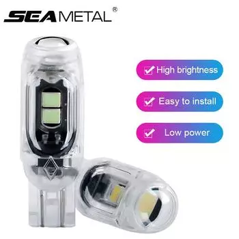 Светодиодные лампы SEAMETAL T10 W5W 3030 5SMD для автомобильного освещения номерного знака, приборной панели, клиновидного света 12 В 1pc белый