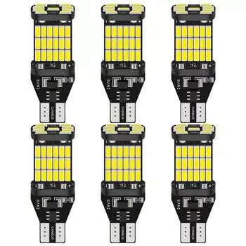 Светодиодные лампы высокой мощности T15 W16W 921 - 6 шт. 45SMD 4014 1200LM белые фонари заднего хода для автомобилей и мотоциклов