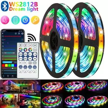 Светодиодные ленты 1M-30M WS2812B USB 5050 RGB Bluetooth Инфракрасный пульт дистанционного управления Luces Гибкая лампа Диодная лента для фестиваля SMD 1M 5050 3Key разноцветный