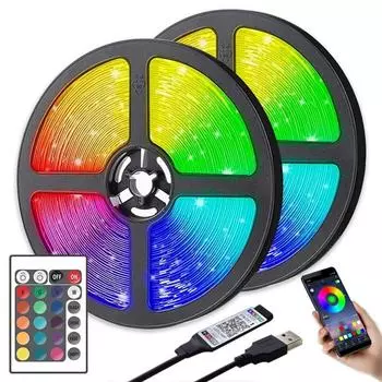 Светодиодные ленты Bluetooth USB 5 В Светодиодные ленты RGB Гибкая светодиодная лента для ламп Лента RGB Телевизор Настольный экран Подсветка Диодная лента 30 светов/м Не водонепроницаемая 1M
