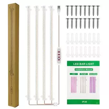 Светодиодные ленты для выращивания растений, 8 Вт, 168 светодиодов, 4000 К, 169,2 лм, яркая лампа для выращивания растений, с таймером 8 ч/12 ч/16 ч 5 3 Bars Pink Light