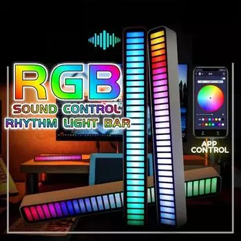 Светодиодные ленты RGB Музыка Звук Управление APP Звукосниматель Ритм Окружающая среда Лампа Атмосфера Ночные огни Для Комнаты Домашней Вечеринки Украшения