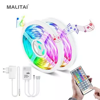 Светодиодные ленты с синхронизацией музыки 5/10/15/20/30M Пульт дистанционного управления Цветные светодиодные фонари мечты для освещения кухни-бара Домашний декор с вилкой европейского стандарта