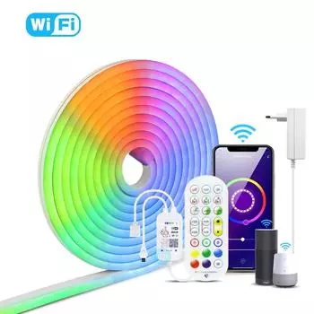 Светодиодные ленты Smart Life WiFi APP Управление RGB Неоновая вывеска Лента Открытый сад Украшение дома US Plug 1m