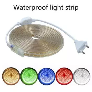 Светодиодные ленты SMD 5050 лента IP67 водонепроницаемая вилка европейского стандарта переменного тока 220 В 1m синий