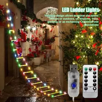 Светодиодные лестничные светильники с восходящей куклой Санта-Клауса, уличные рождественские украшения, светильники с дистанционным управлением для дома, сада, стены Colorful Light