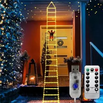 Светодиодные лестничные светильники с восходящей куклой Санта-Клауса, уличные рождественские украшения, светильники с дистанционным управлением для дома, сада, стены Colorful Light