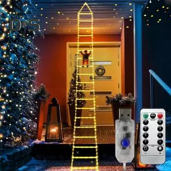 Светодиодные лестничные светильники с восходящей куклой Санта-Клауса, уличные рождественские украшения, светильники с дистанционным управлением для дома, сада, стены Colorful Light