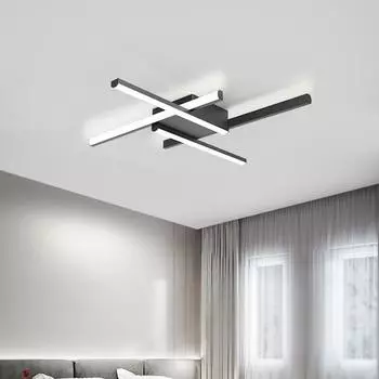 Светодиодные линейные потолочные светильники Современные квадратные лампы для гостиной, спальни, кабинета, интерьера отеля, ресторана, декоративные светильники Cool white чёрный